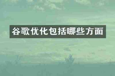 谷歌优化包括哪些方面