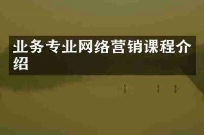 业务专业网络营销课程介绍