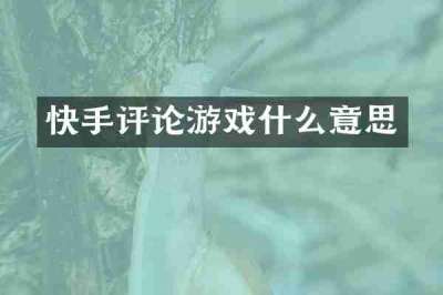 快手评论游戏什么意思