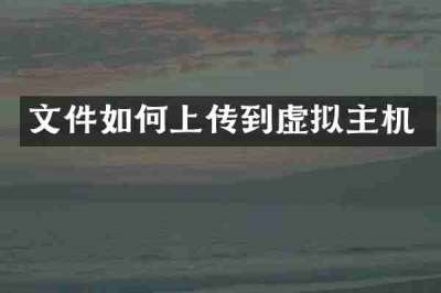 文件如何上传到虚拟主机