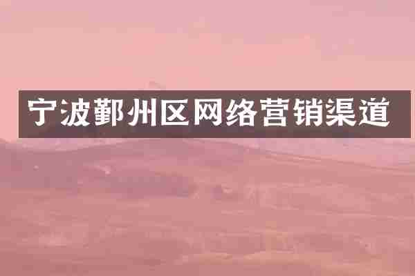 宁波鄞州区网络营销渠道