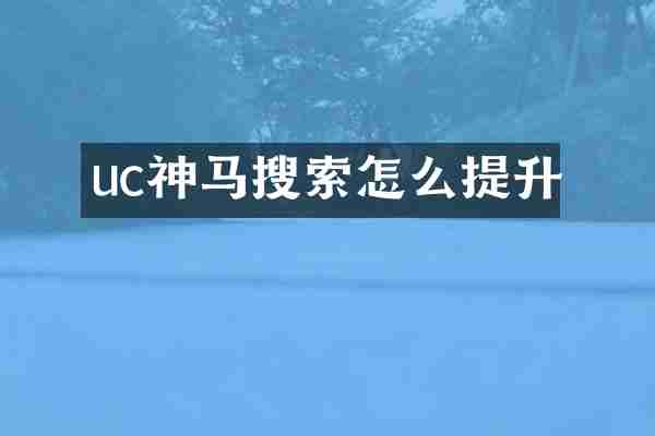 uc神马搜索怎么提升