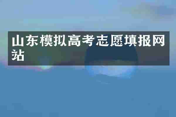 山东模拟高考志愿填报网站