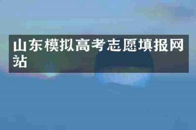 山东模拟高考志愿填报网站