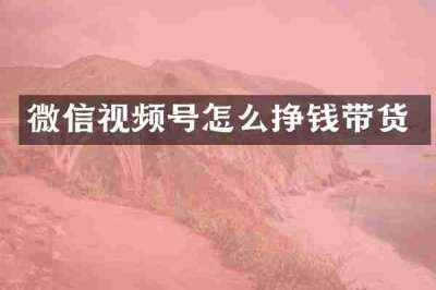 微信视频号怎么挣钱带货