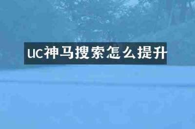 uc神马搜索怎么提升