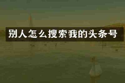 别人怎么搜索我的头条号