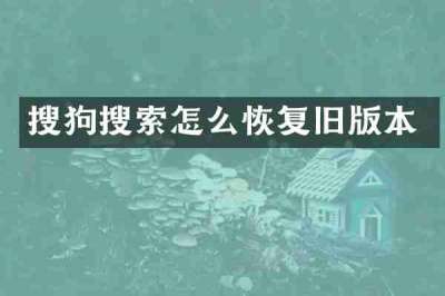 搜狗搜索怎么恢复旧版本