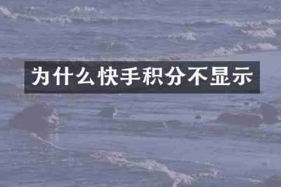为什么快手积分不显示