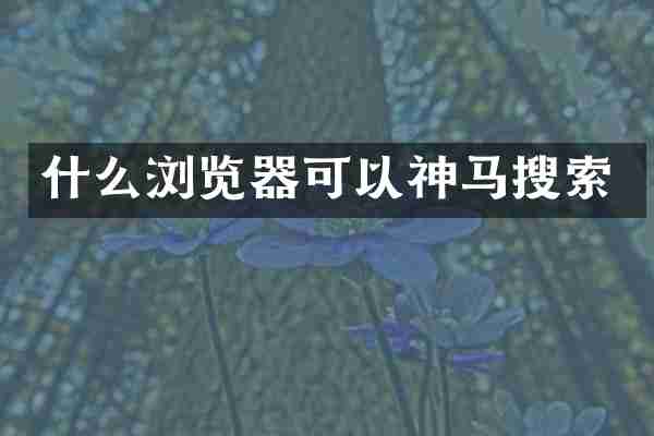 什么浏览器可以神马搜索