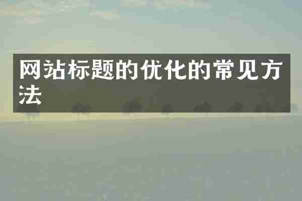 网站标题的优化的常见方法