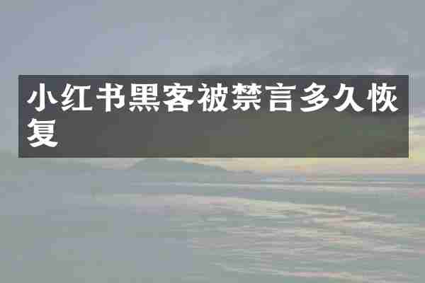小红书黑客被禁言多久恢复