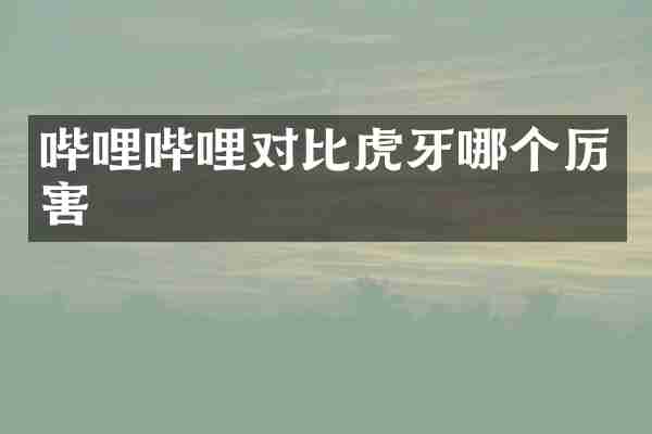 哔哩哔哩对比虎牙哪个厉害