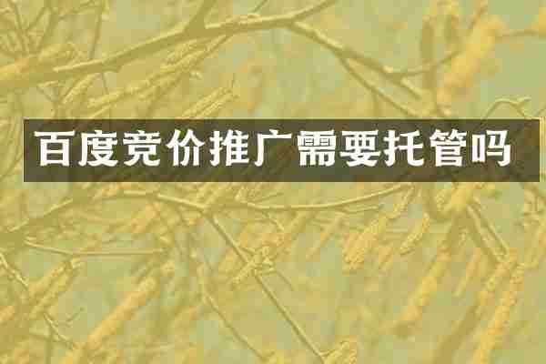 百度竞价推广需要托管吗