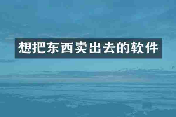 想把东西卖出去的软件