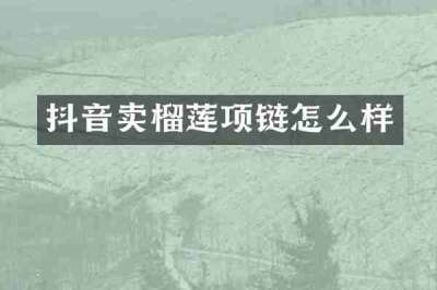 抖音卖榴莲项链怎么样