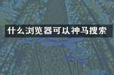 什么浏览器可以神马搜索