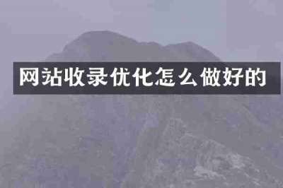 网站收录优化怎么做好的