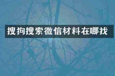 搜狗搜索微信材料在哪找