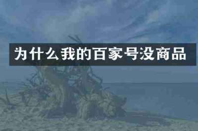 为什么我的百家号没商品