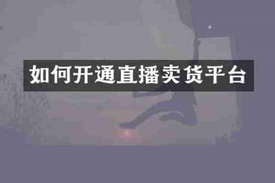 如何开通直播卖货平台