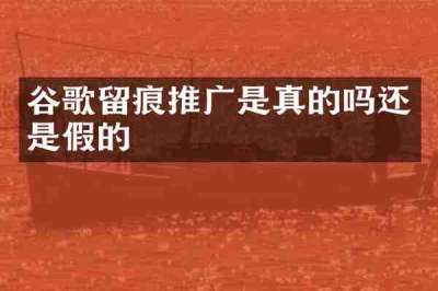 谷歌留痕推广是真的吗还是假的