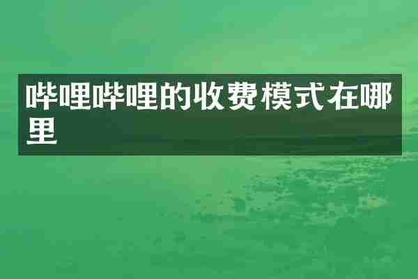 哔哩哔哩的收费模式在哪里