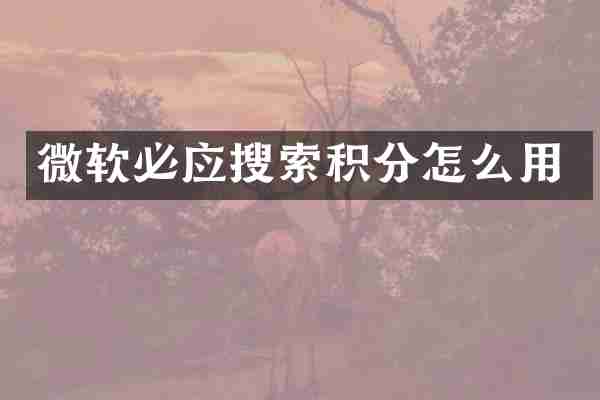微软必应搜索积分怎么用
