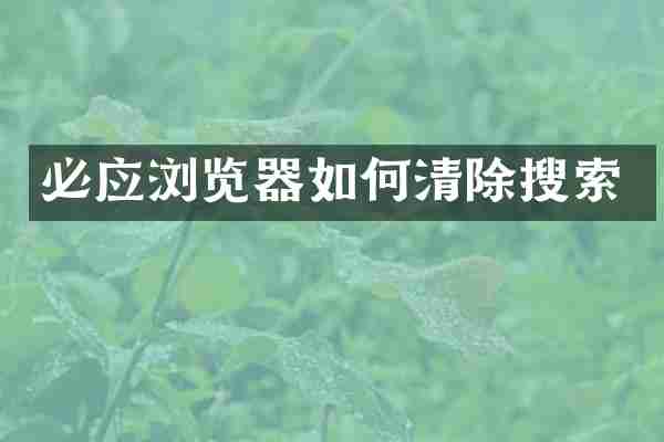 必应浏览器如何清除搜索