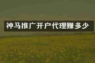 神马推广开户代理赚多少