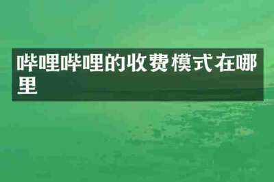 哔哩哔哩的收费模式在哪里