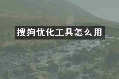 搜狗优化工具怎么用