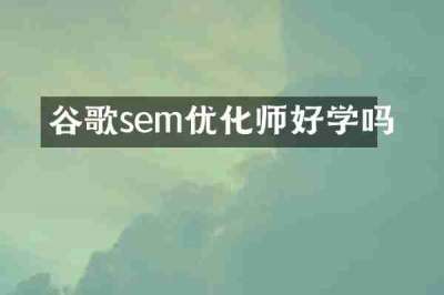 谷歌sem优化师好学吗