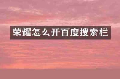 荣耀怎么开百度搜索栏