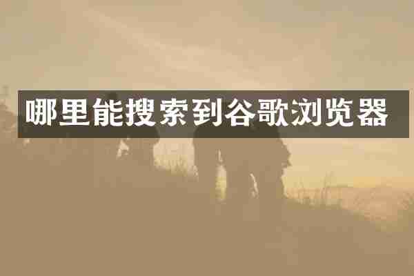 哪里能搜索到谷歌浏览器