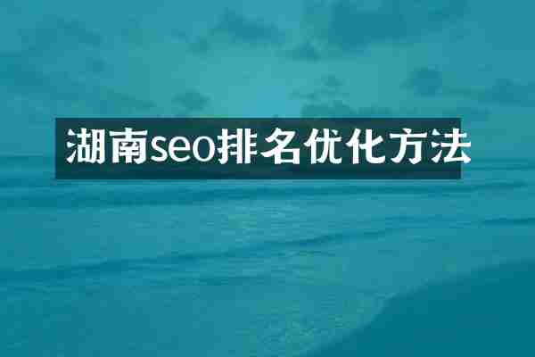 湖南seo排名优化方法
