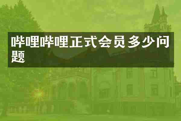 哔哩哔哩正式会员多少问题
