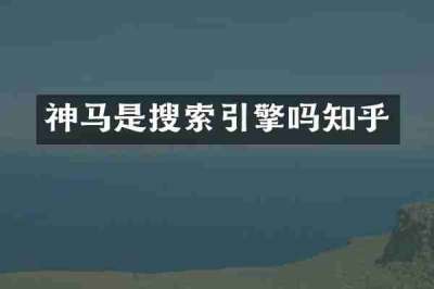 神马是搜索引擎吗知乎