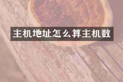 主机地址怎么算主机数