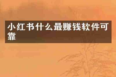 小红书什么最赚钱软件可靠