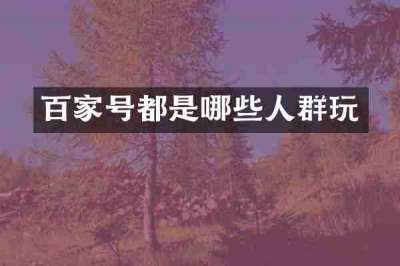 百家号都是哪些人群玩