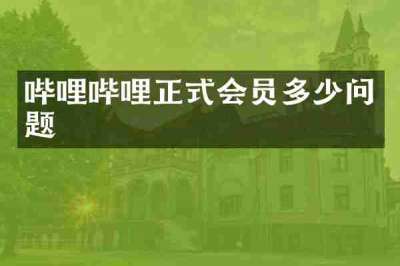 哔哩哔哩正式会员多少问题