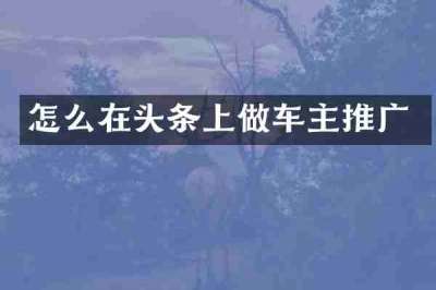 怎么在头条上做车主推广