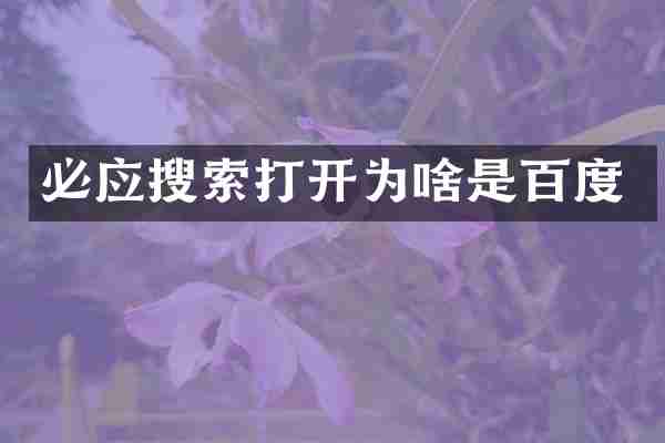 必应搜索打开为啥是百度