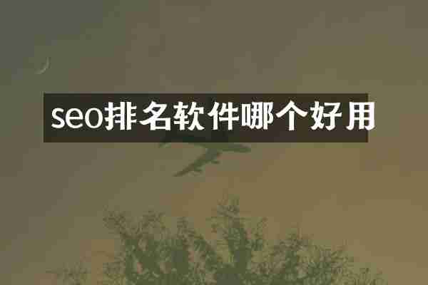 seo排名软件哪个好用