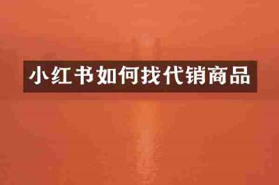 小红书如何找代销商品