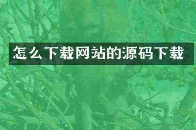 怎么下载网站的源码下载