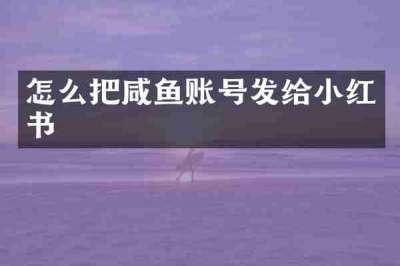 怎么把咸鱼账号发给小红书