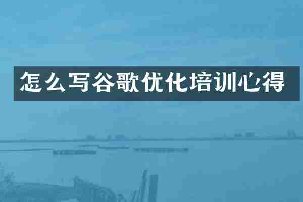 怎么写谷歌优化培训心得
