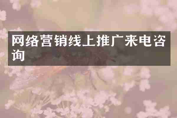 网络营销线上推广来电咨询